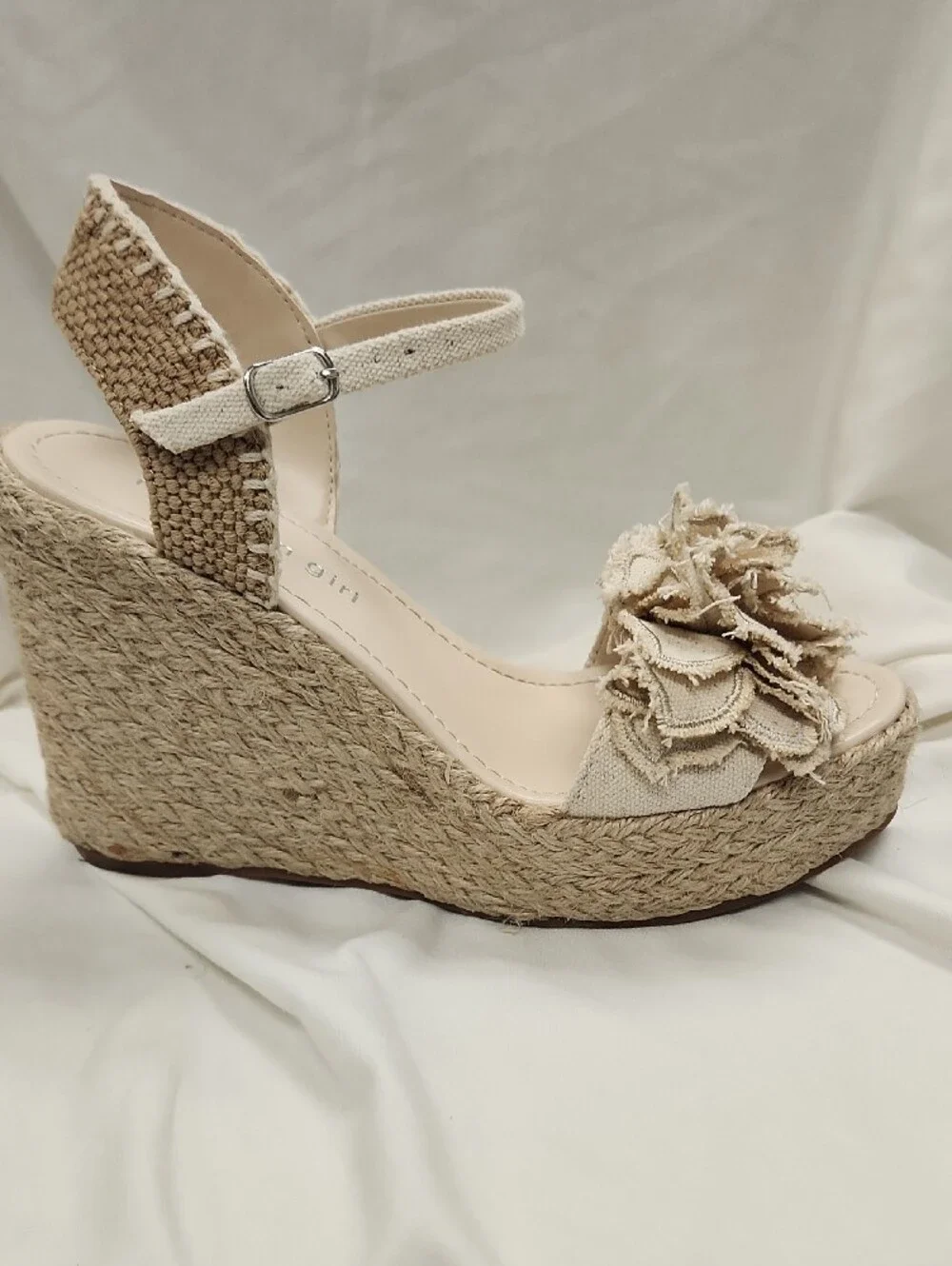 👡 Madden Girl Natural Floral Rope Espadrille Wedge Sandals Sz 7.5 M
